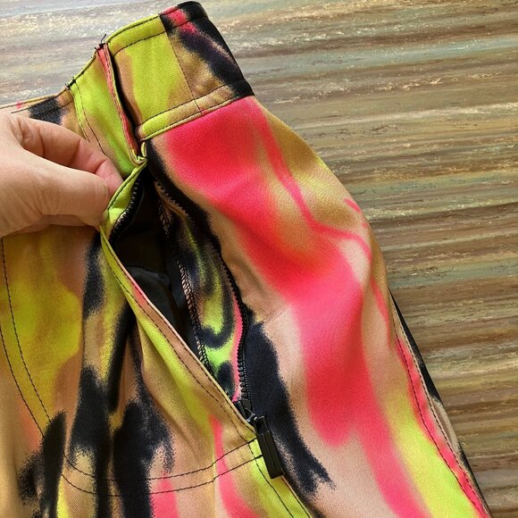 Jamie Sadock Neon Stripe Print Golf Skort Built In Stretch Shorts Zip Pockets - Picture 4 of 8